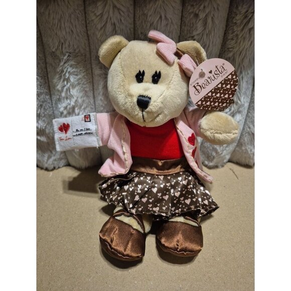 2011 Starbucks Bearista Bear Collection Plush Girl Teddy 102nd Edition Hearts - Picture 1 of 6